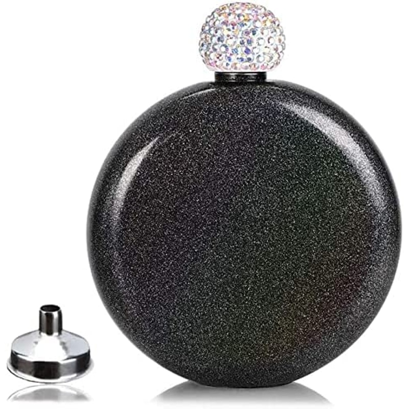 Stainless Steel Hip Flask For Women Chic OZ Portable Wine Alcohol Flask With Rhinestone Cap 8