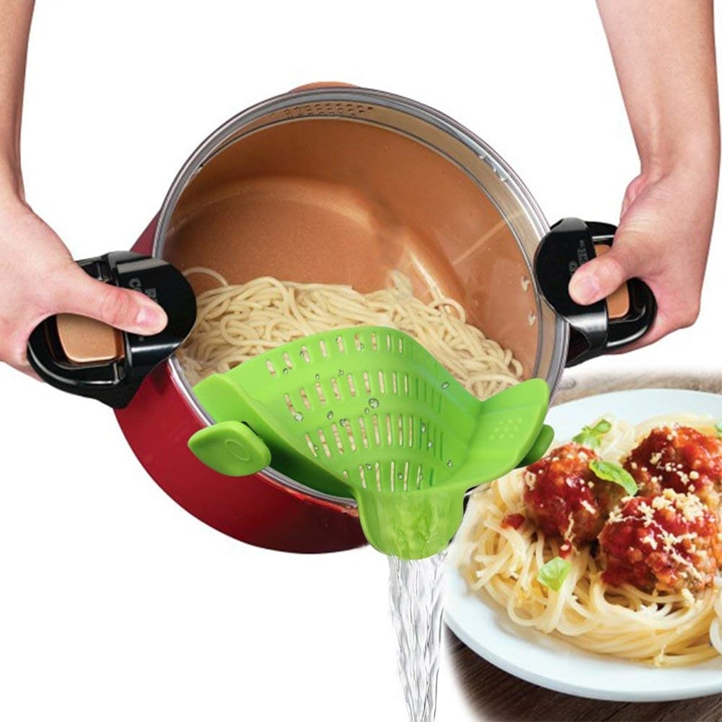 Silicone Clipon Pot Strainer Universal Antispill Pasta Colander Food Grade Rice Fruit Strainer For 1