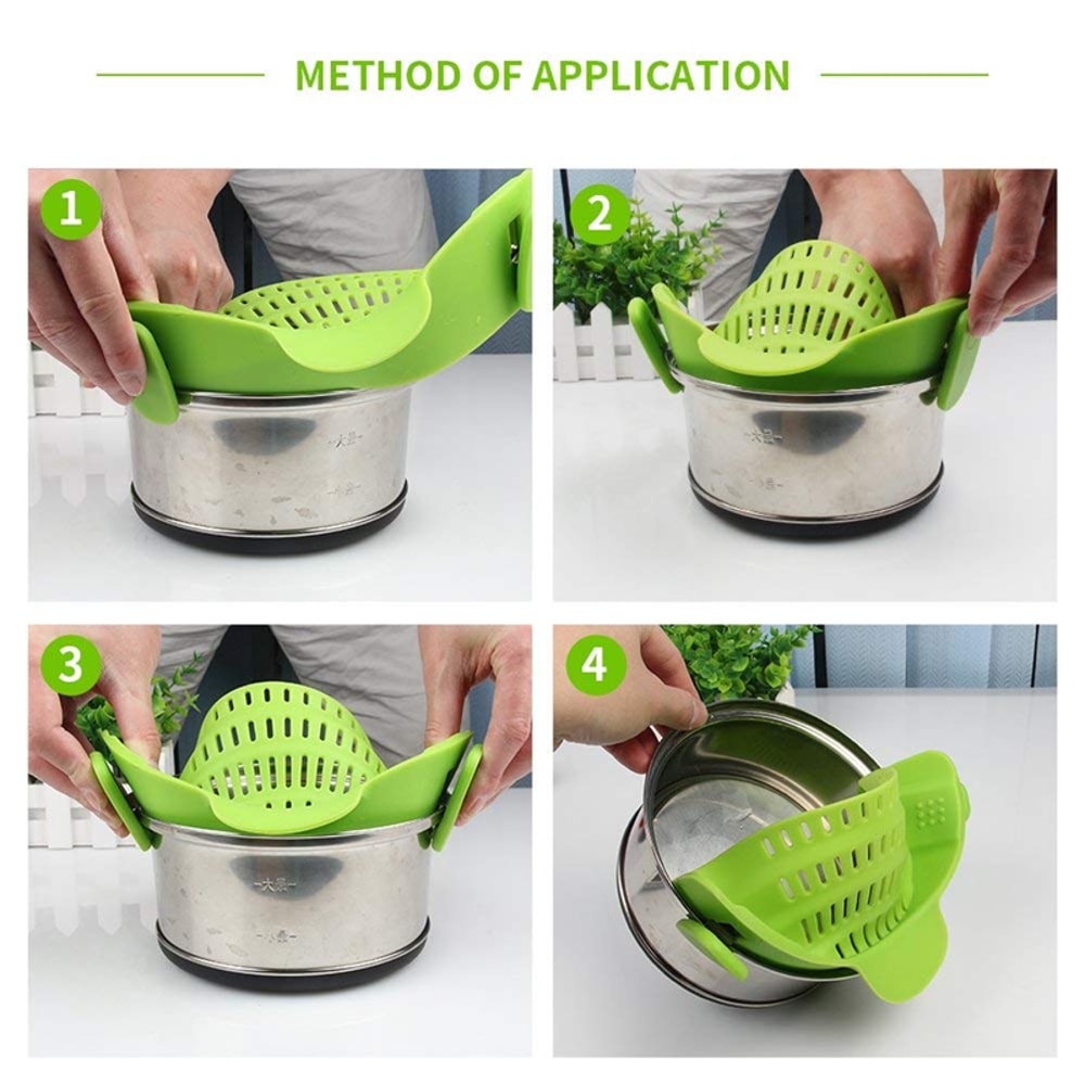 Silicone Clipon Pot Strainer Universal Antispill Pasta Colander Food Grade Rice Fruit Strainer For 3