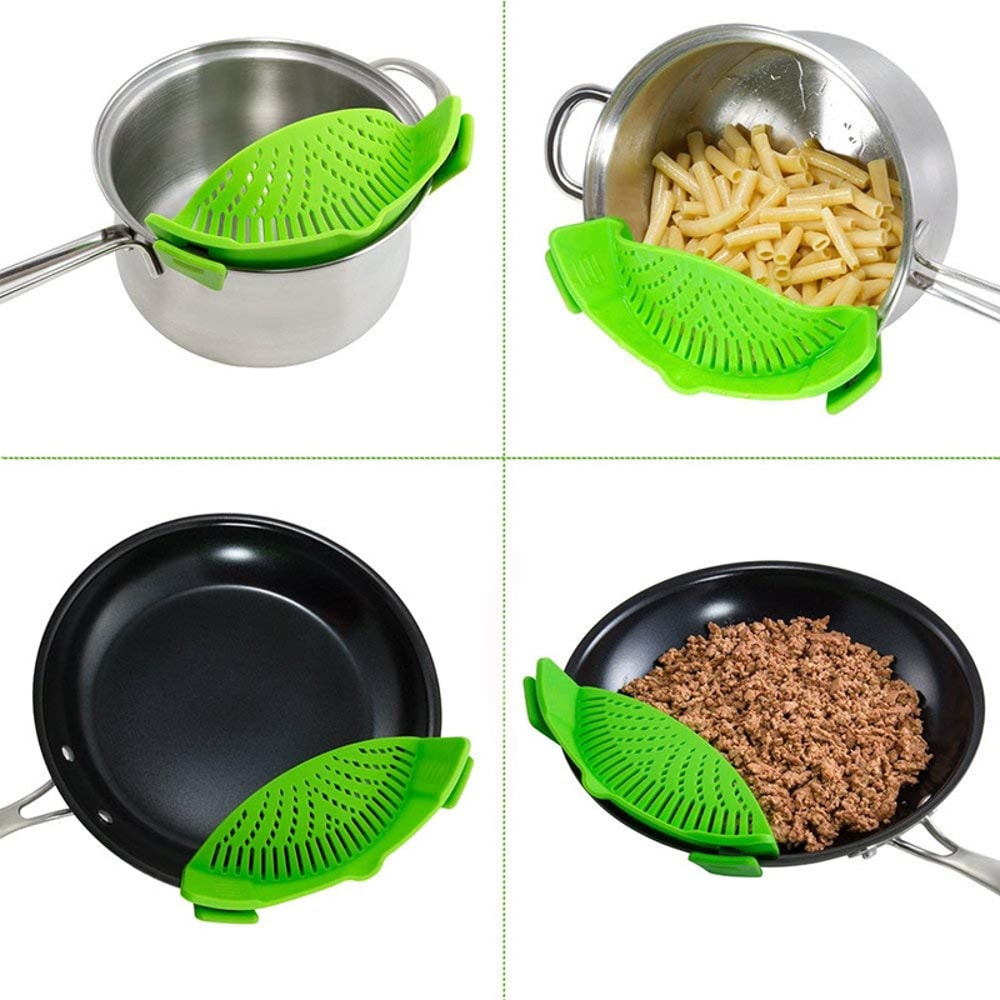 Silicone Clipon Pot Strainer Universal Antispill Pasta Colander Food Grade Rice Fruit Strainer For 4