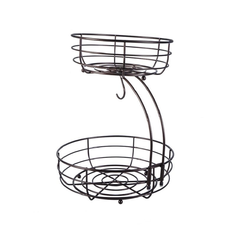 Countertop Fruit Basket Bowl With Metal Wire And Banana Hanger Storage Holder 6