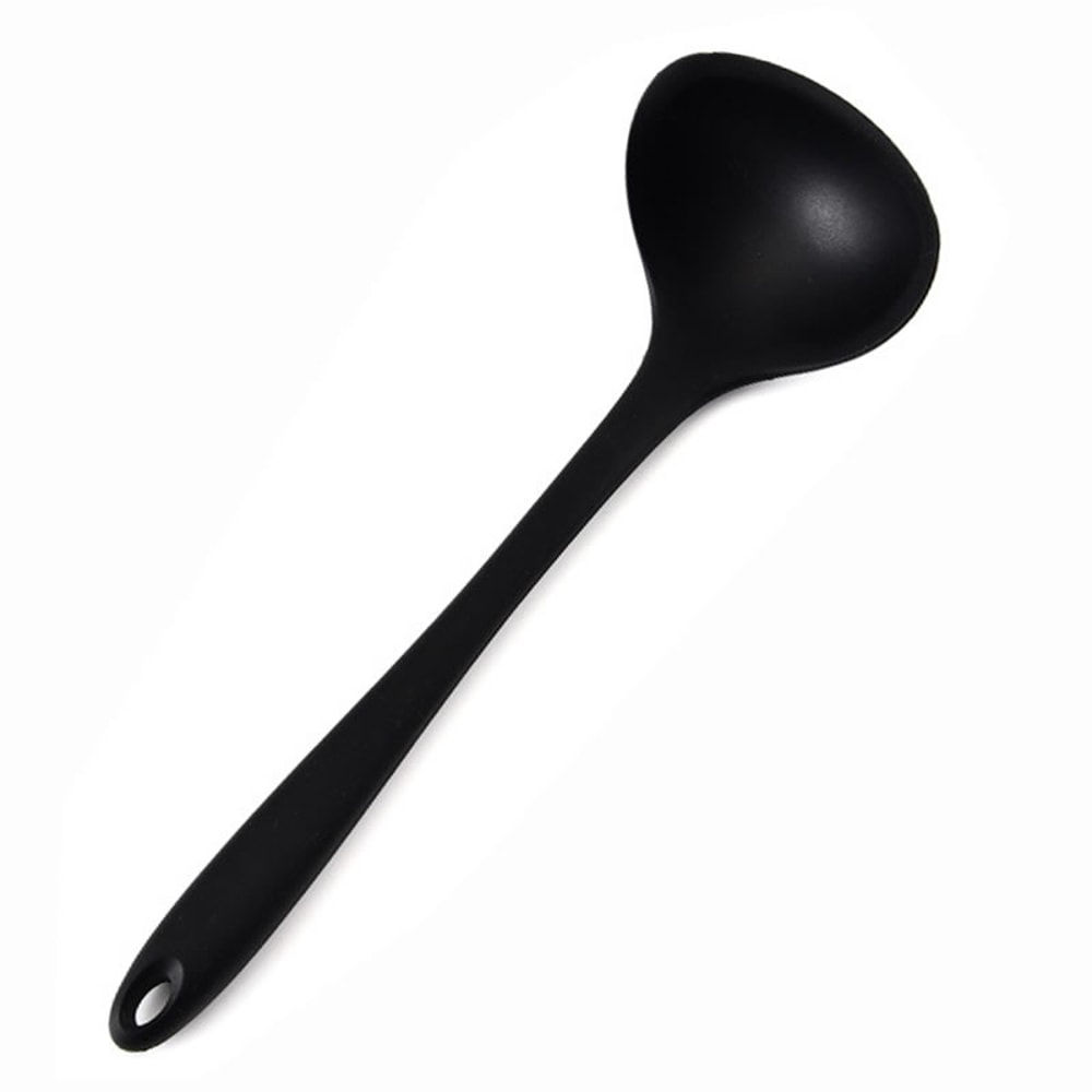 Heat Resistant NonStick Silicone Ladle Spoon Flexible Round Scoop Cooking Utensils With Curved Hand 5