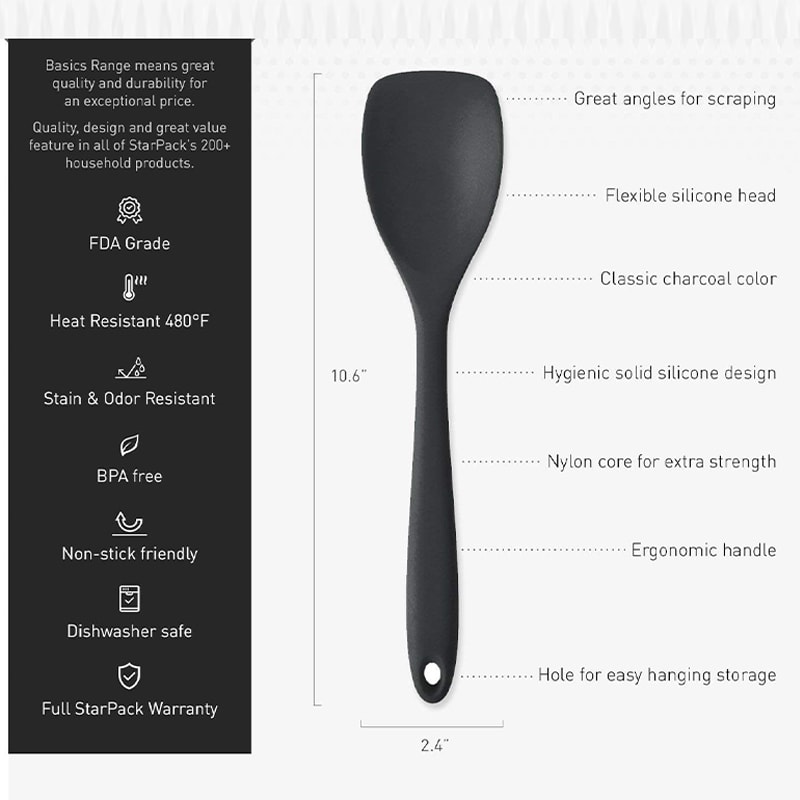 Heat Resistant Food Grade Silicone Spoon Flexible Nonstick Cooking Spatula Scraper Stirring Mixing 5