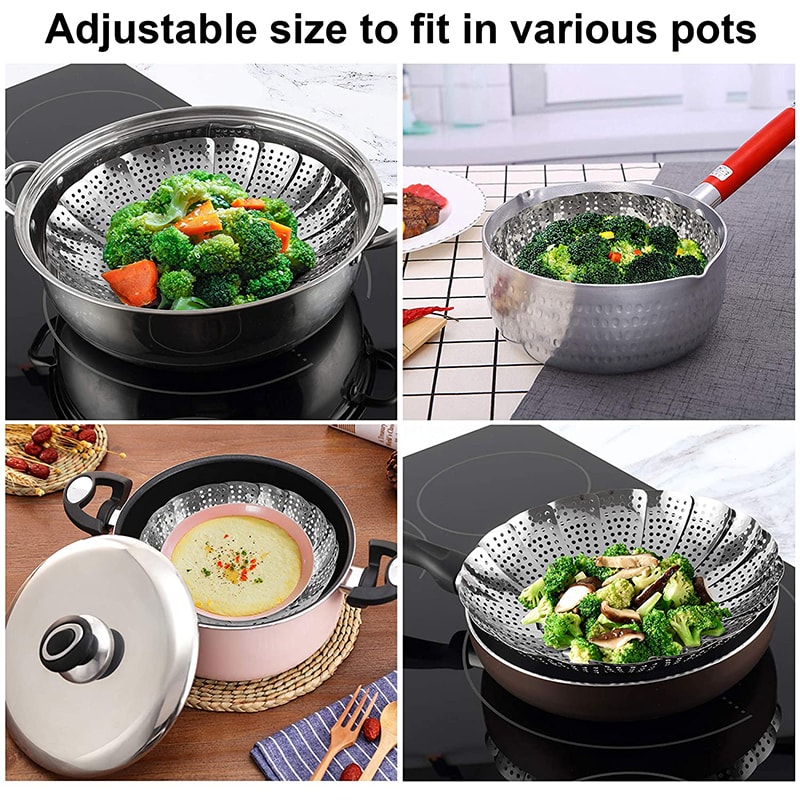 Stainless Steel Folding Dish Steamer Basket Fruit Vegetable Cooker Meat Steaming Tray Kitchen Tools 3