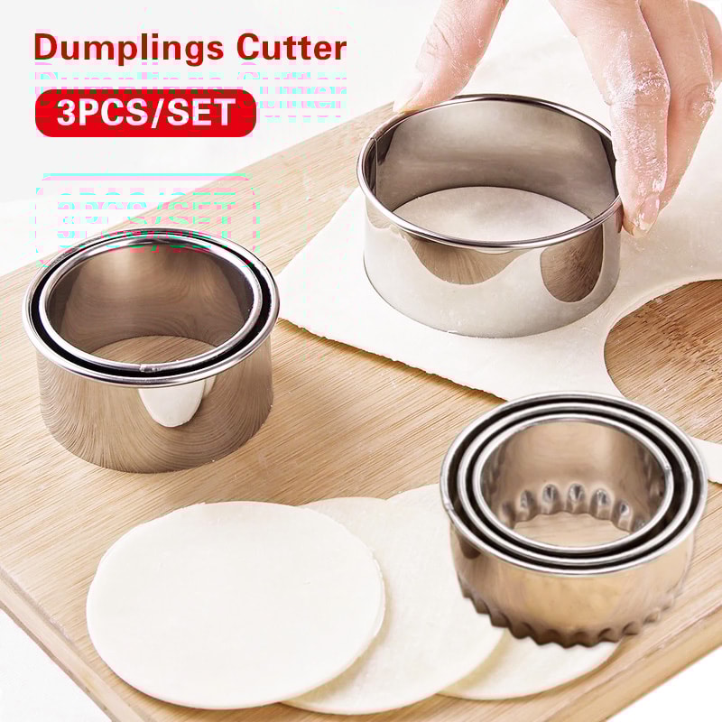 Stainless Steel Dumplings Molds Round Cookie Biscuit Cutters Circle Pastry Ring Molds 0