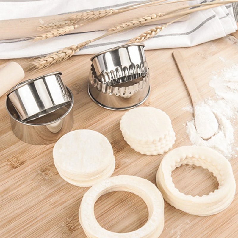 Stainless Steel Dumplings Molds Round Cookie Biscuit Cutters Circle Pastry Ring Molds 3
