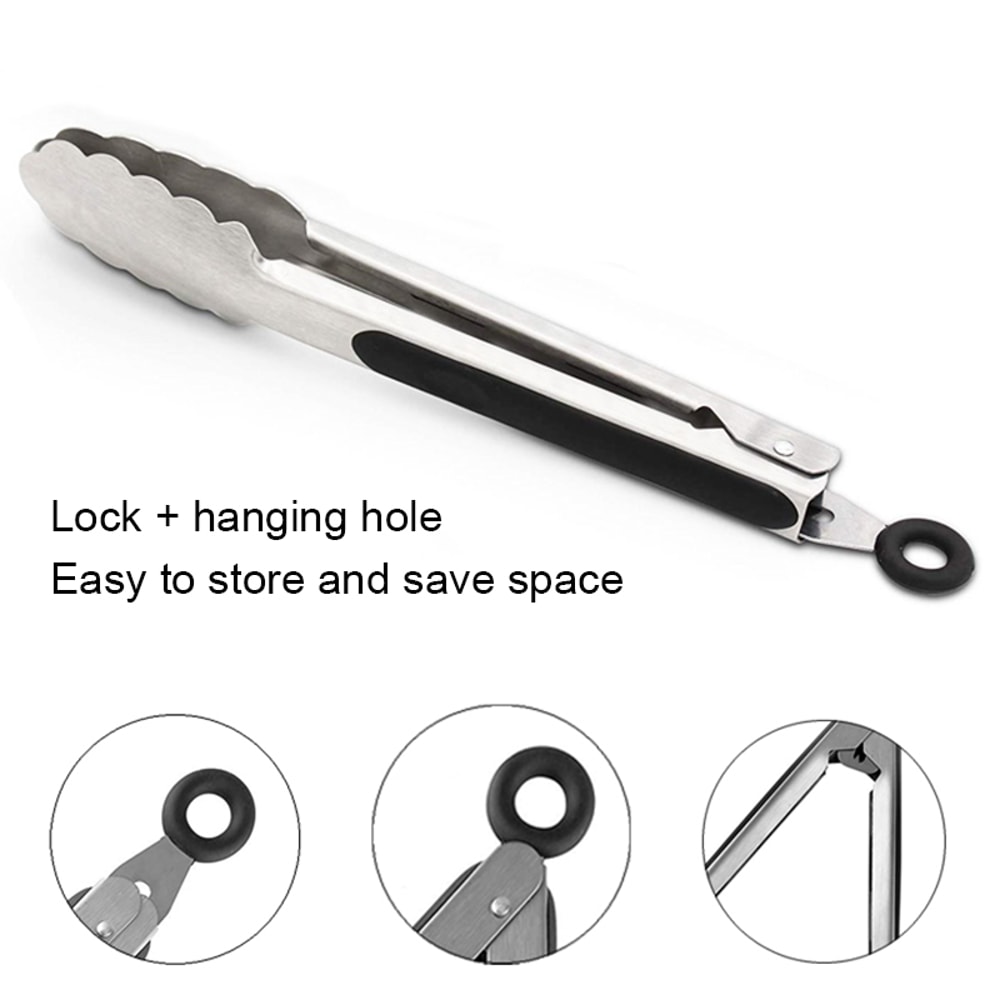 Stainless Steel BBQ Grilling Tong With Lock NonStick BQ Tong Utensil Cooking Clip Salad Bread Servi 4