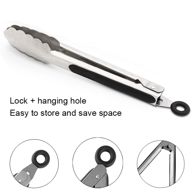 Stainless Steel BBQ Grilling Tong With Lock NonStick BQ Tong Utensil Cooking Clip Salad Bread Servi 4