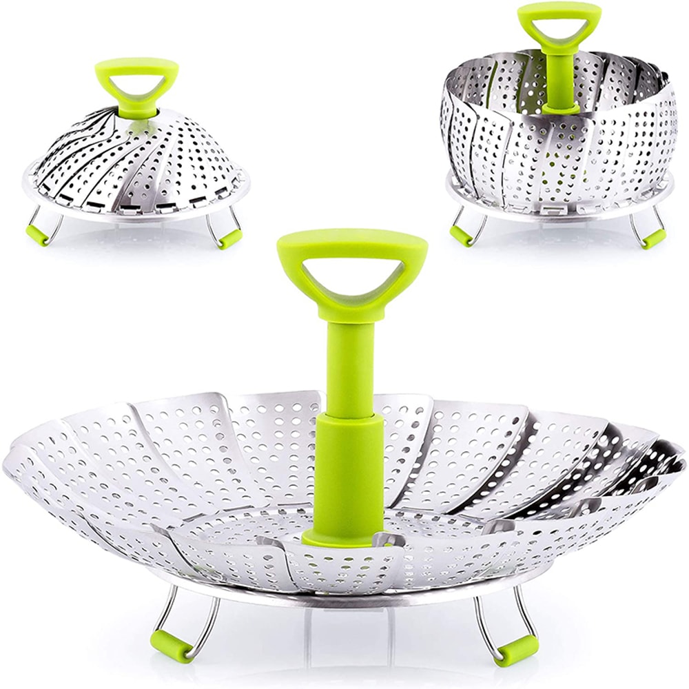 Stainless Steel 9Inch Lotus Steaming Tray Food Steamer Rack Folding Mesh Vegetable Fruit Steaming Basket Cooking