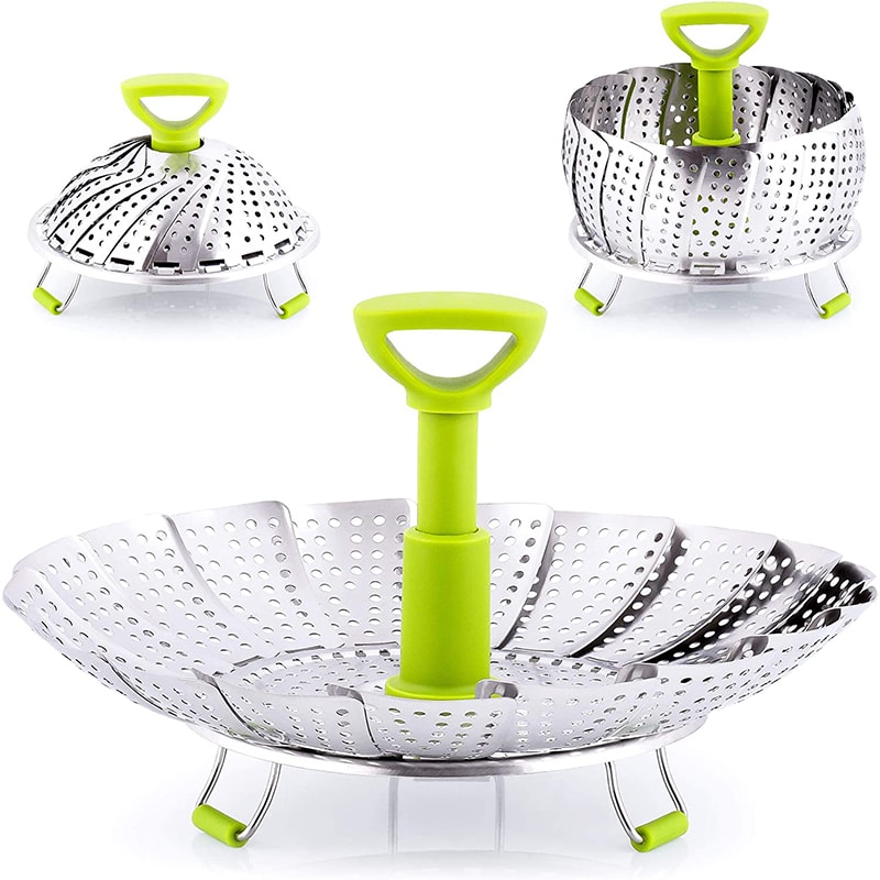 Stainless Steel 9Inch Lotus Steaming Tray Food Steamer Rack Folding Mesh Vegetable Fruit Steaming Basket Cooking