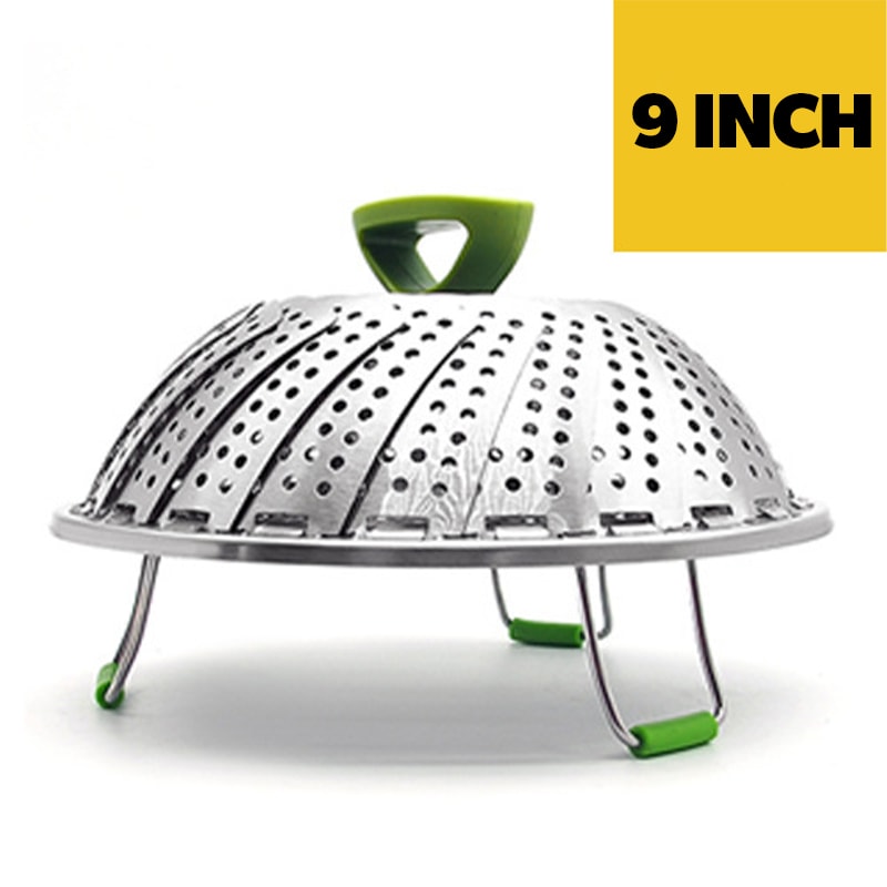 Stainless Steel 9Inch Lotus Steaming Tray Food Steamer Rack Folding Mesh Vegetable Fruit Steaming Basket Cooking