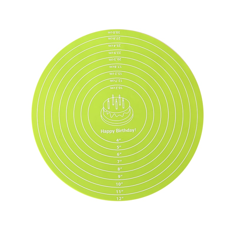 Round Cake Turntable Mat Silicone Dough Mat With Scale Heat Resistant Nonslip Pastry Pad For Baking 8