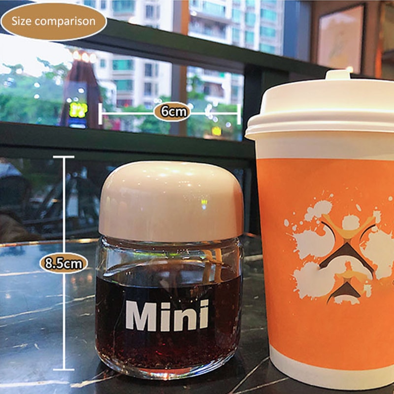 Portable Small Glass Water Bottle Mini Heat Resistant Cup With Hand Rope For Kids And Students 4