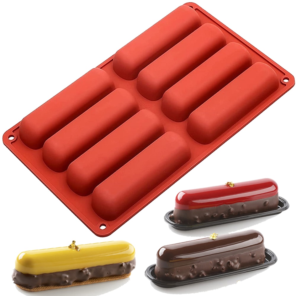 Cavity Silicone Mousse Cake Mold 3D Long Strip Silicone Baking Mold for French Desserts and Chocolate Molds
