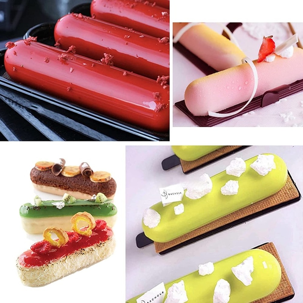 Cavity Silicone Mousse Cake Mold 3D Long Strip Silicone Baking Mold for French Desserts and Chocolate Molds