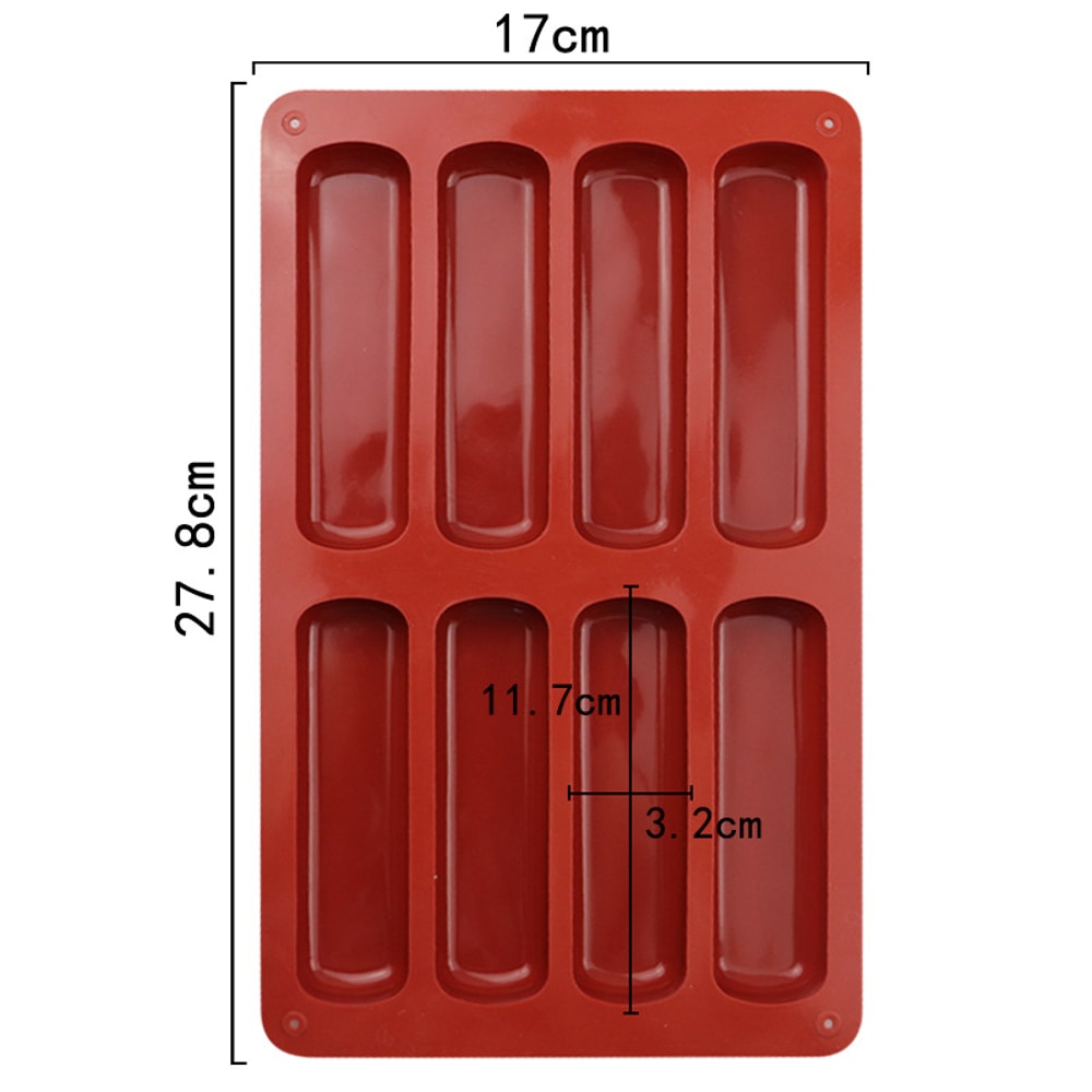 Cavity Silicone Mousse Cake Mold 3D Long Strip Silicone Baking Mold for French Desserts and Chocolate Molds