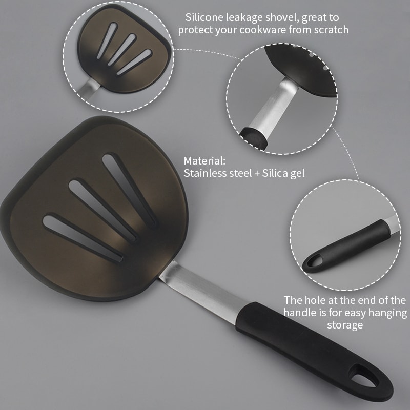Wide Non Stick Pancake Turner Flexible Silicone Spatula With Stainless Steel Handle BPA Free Kitche 1