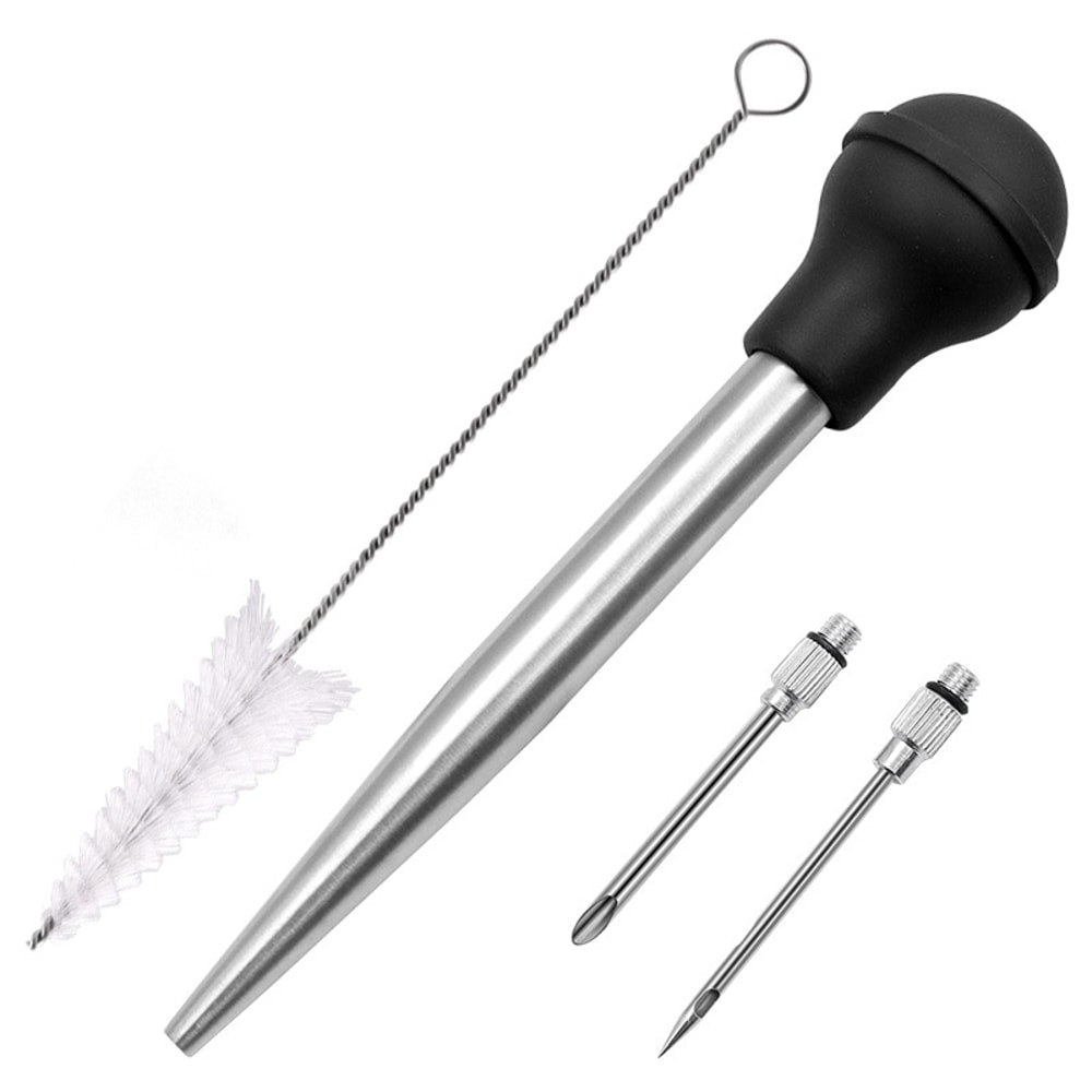 BBQ Meat Syringe Marinade Flavor Needle Set for Cooking Pork Steak Turkey Baster Sauces Barbecue Seasoning Tool