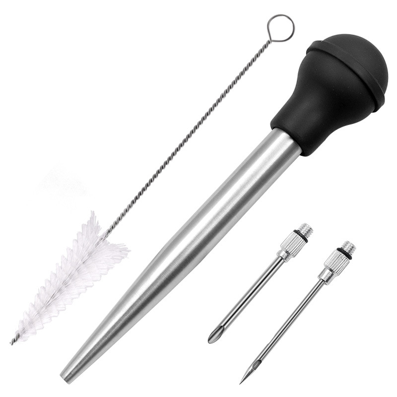 BBQ Meat Syringe Marinade Flavor Needle Set for Cooking Pork Steak Turkey Baster Sauces Barbecue Seasoning Tool