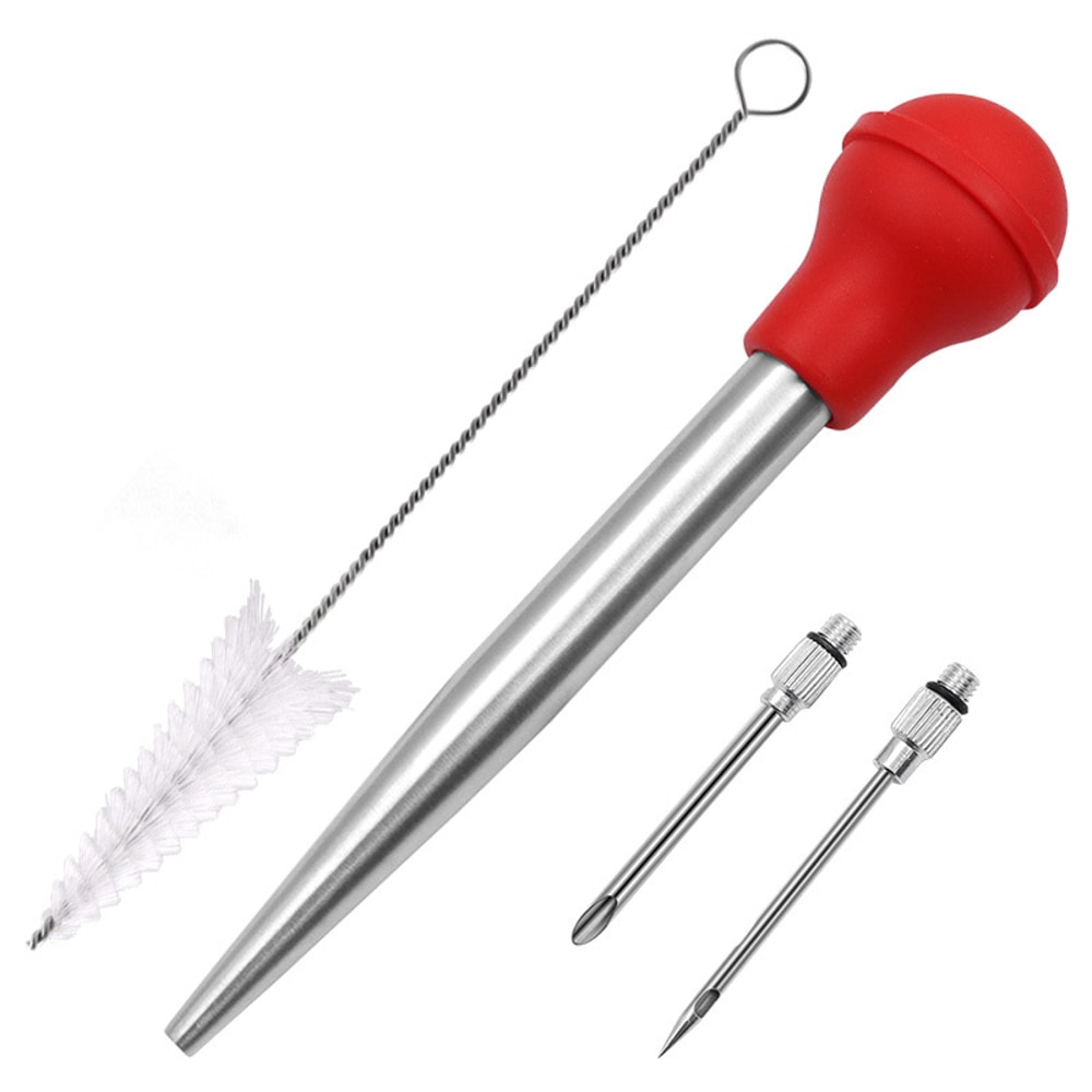 BBQ Meat Syringe Marinade Flavor Needle Set for Cooking Pork Steak Turkey Baster Sauces Barbecue Seasoning Tool