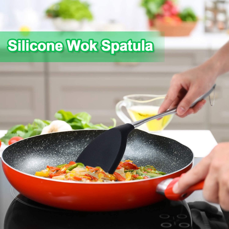 Heat Resistant NonStick Silicone Spatula With Stainless Steel Handle For Cooking Meat Beef Pancakes 1