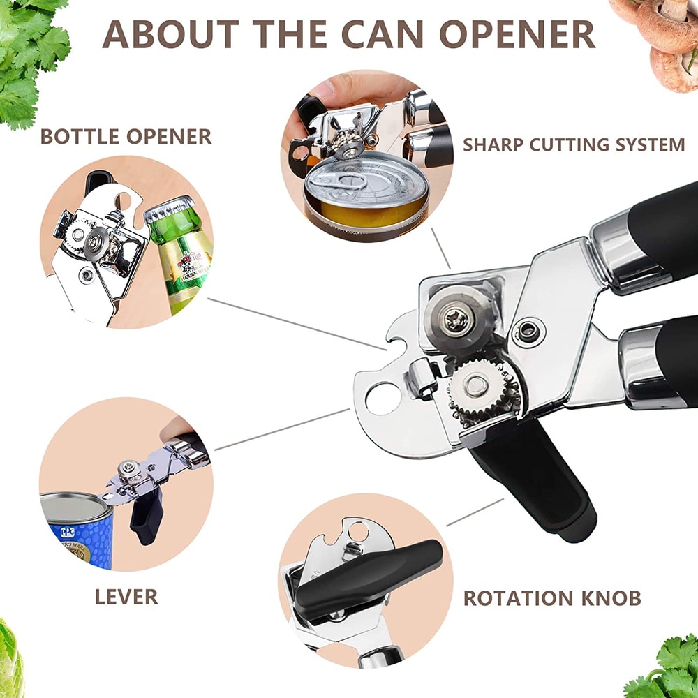 High Quality Stainless Steel Can Opener Ergonomic Professional Side Cut Manual Can Opener For Effor 2