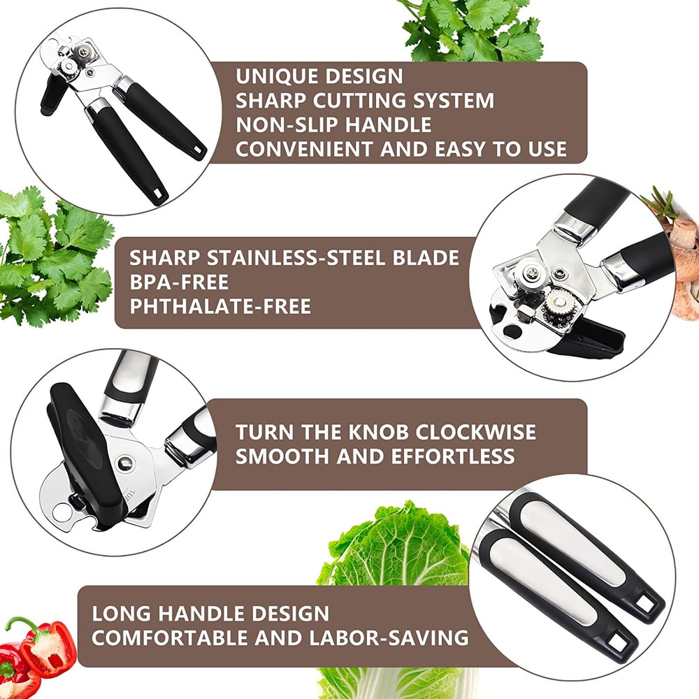 High Quality Stainless Steel Can Opener Ergonomic Professional Side Cut Manual Can Opener For Effor 3