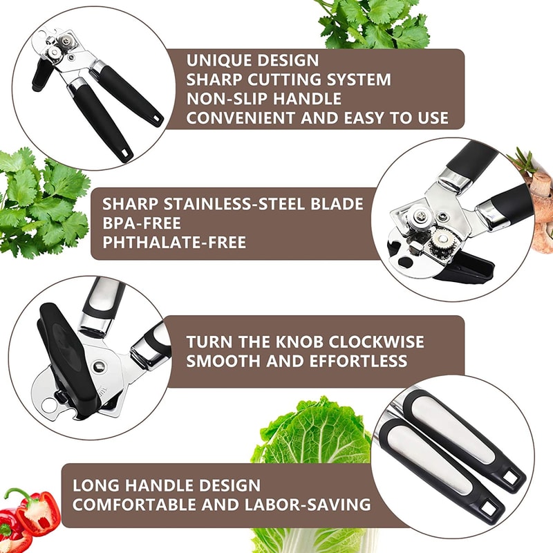 High Quality Stainless Steel Can Opener Ergonomic Professional Side Cut Manual Can Opener For Effor 3