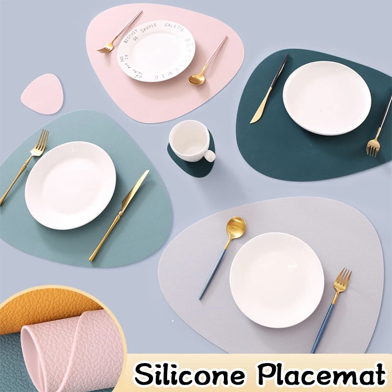 Silicone Placemat Table Mat Set Waterproof NonSlip Heat Insulation Washable Bowl Cup Coaster For Ki 4