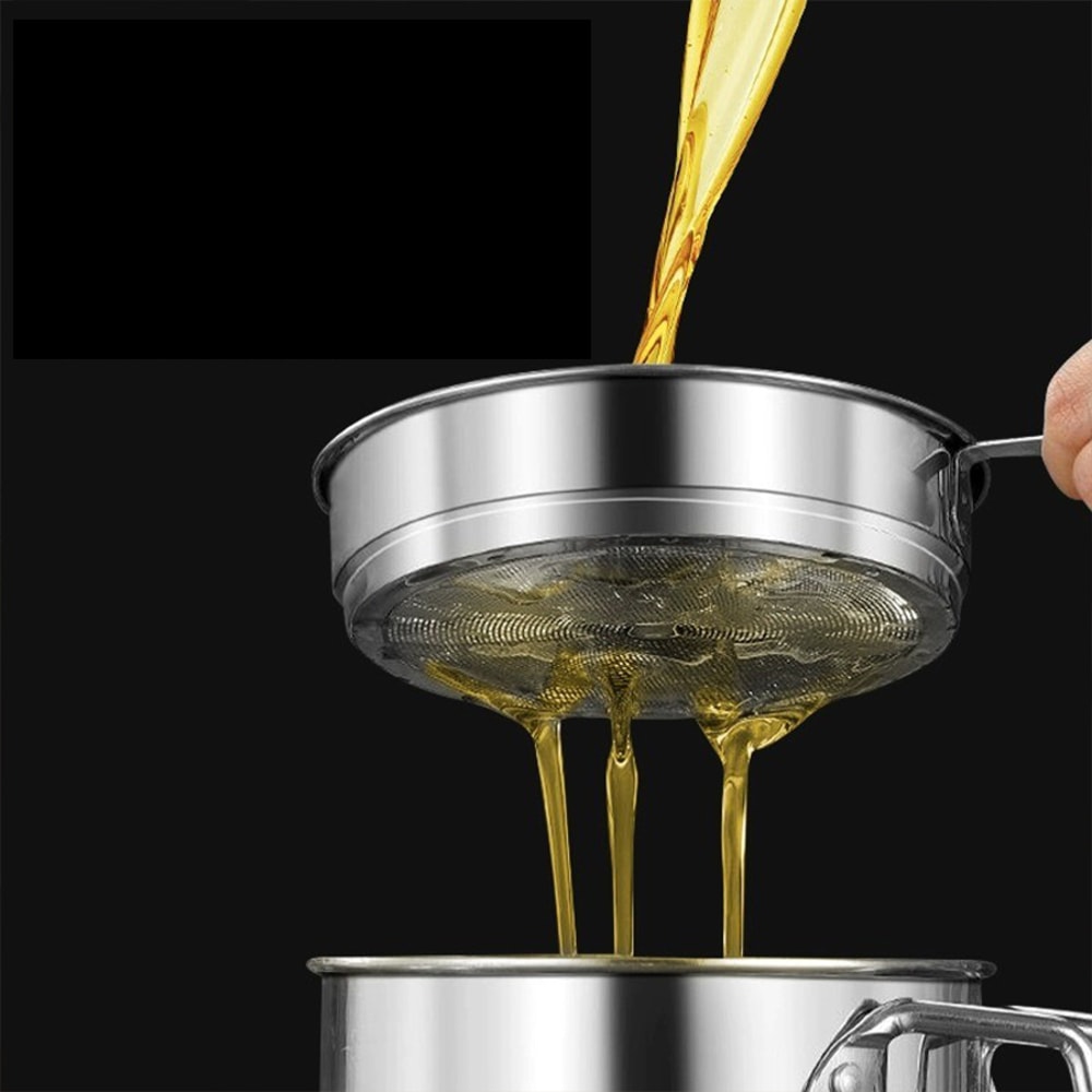 Stainless Steel Oil Strainer Pot with Lid Fine Mesh Fast Filtering Frying Bacon Fat Oil Storage Container