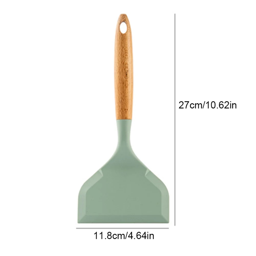 Wide Mouth Tamagoyaki Shovel Silicone Spatula NonStick Wooden Handle For Meat And Egg Frying Cookin 5