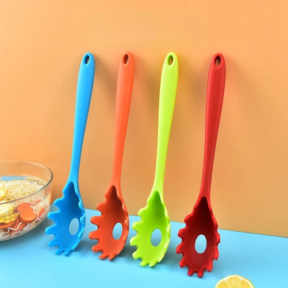Spaghetti Spoon Silicone Colander Noodle Scoop Long Handle Nylon Drain Strainer Kitchen Tool 1