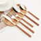 Imitation Wooden Handle Cutlery Set Stainless Steel Knife Fork Tea Spoon Western Tableware Dinnerwa 0