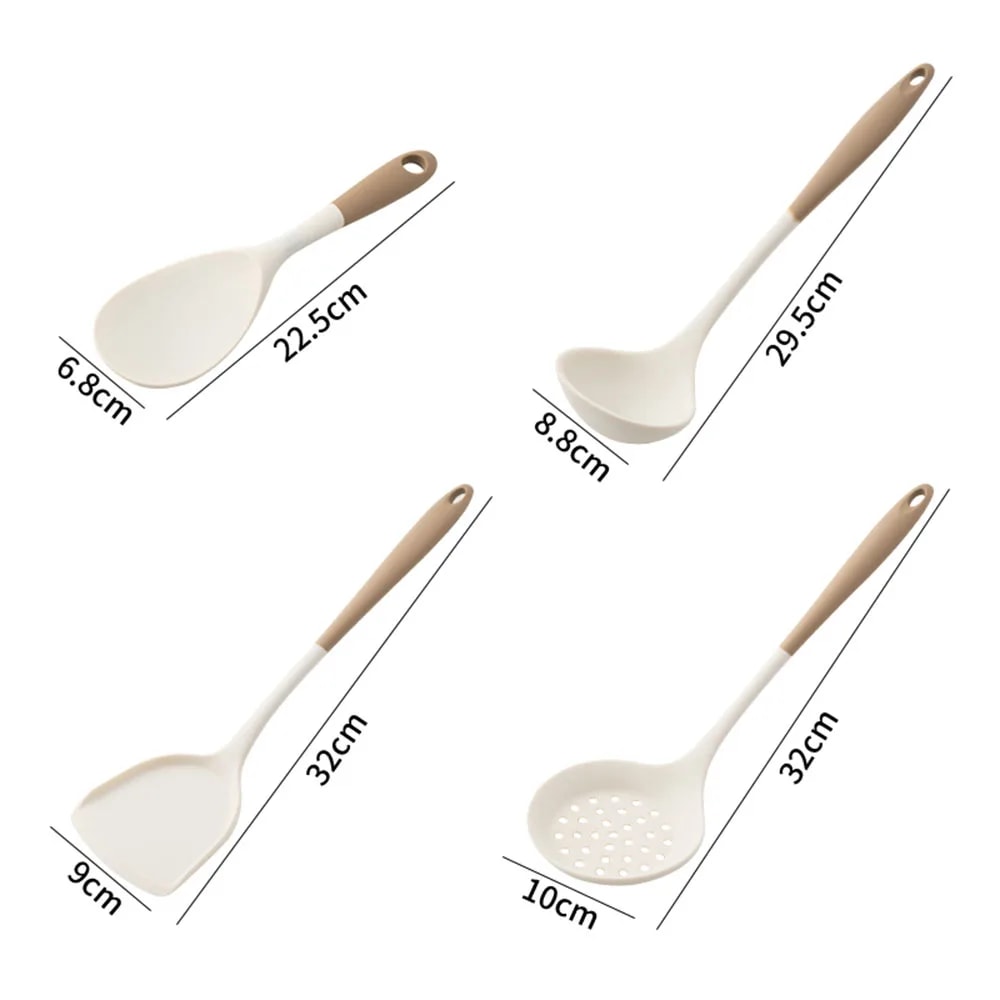 Silicone Cooking Utensil Set NonStick Pans Spatula Ladle Slotted Spoon Kitchen Tools 2