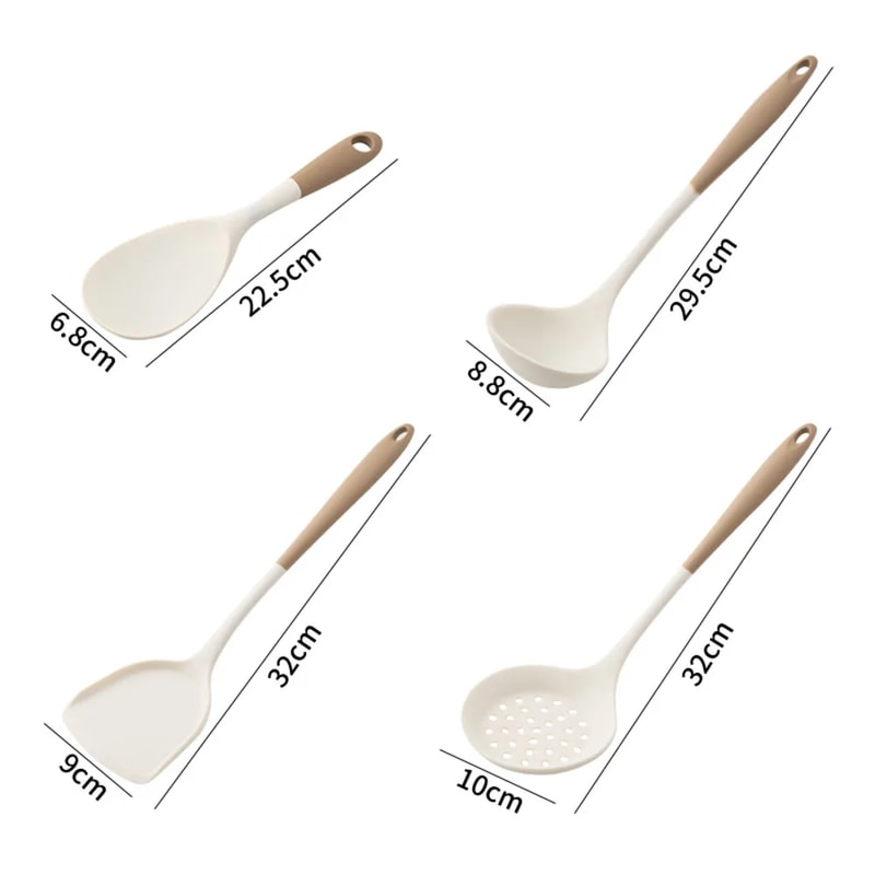 Silicone Cooking Utensil Set NonStick Pans Spatula Ladle Slotted Spoon Kitchen Tools 2