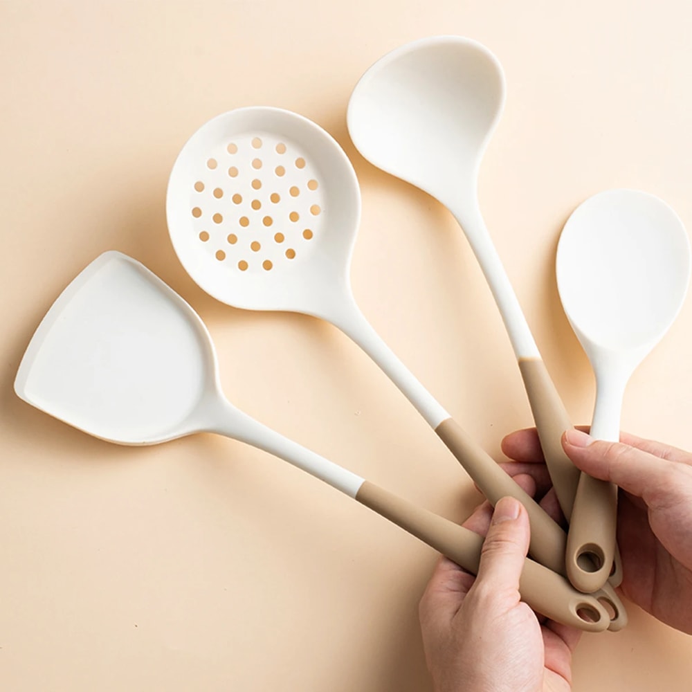 Silicone Cooking Utensil Set NonStick Pans Spatula Ladle Slotted Spoon Kitchen Tools 3