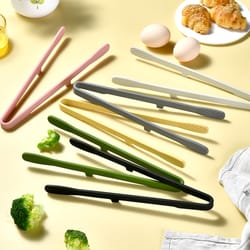 heat resistant silicone grill tongs non-stick food clip bbq salad cooking clamp for steak pasta kitchen