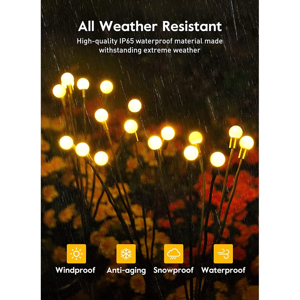 Vibrant Garden Solar Firefly Lights Waterproof Outdoor Pathway Lamp Patio Decoration