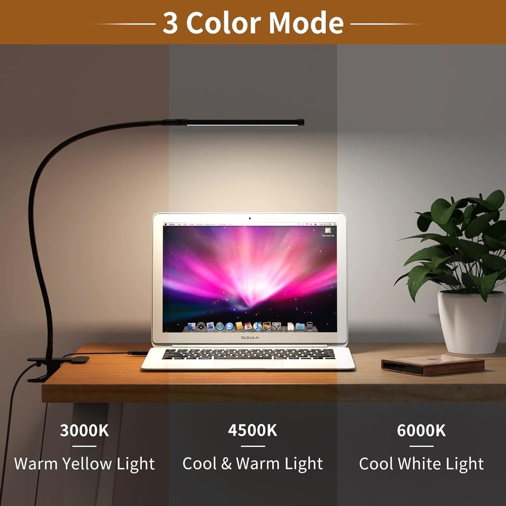USB Rechargeable Desk Lamp LED Reading Light Flexible Clip Portable Night Lamp Warm Cool White Dayl 1