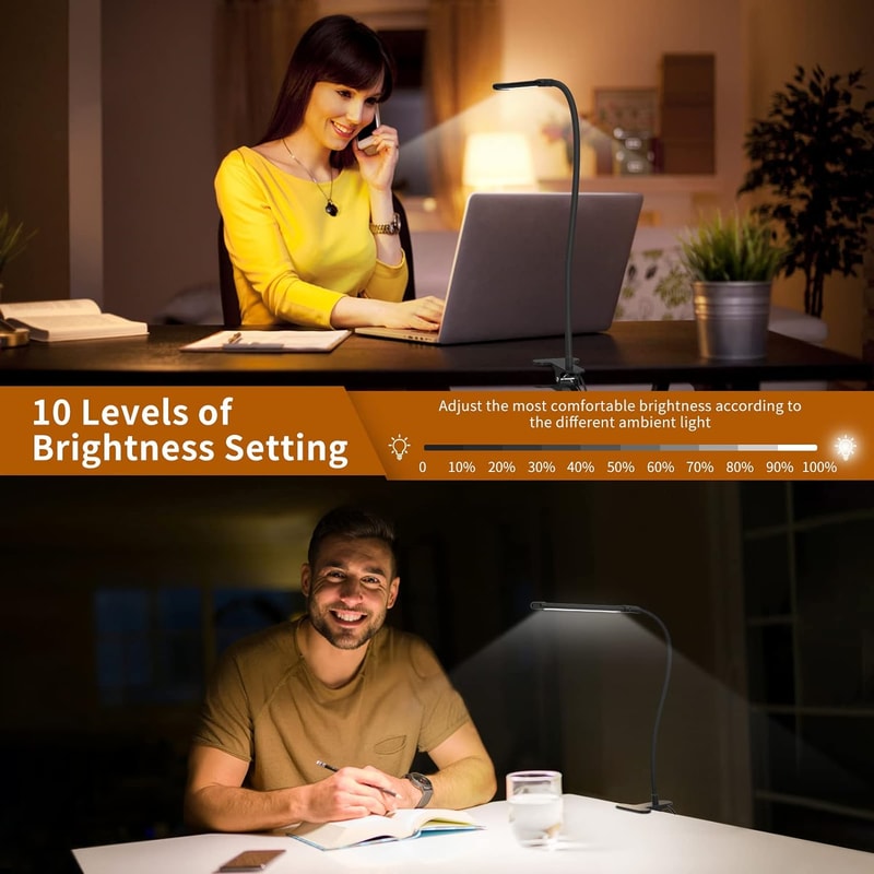 USB Rechargeable Desk Lamp LED Reading Light Flexible Clip Portable Night Lamp Warm Cool White Dayl 3