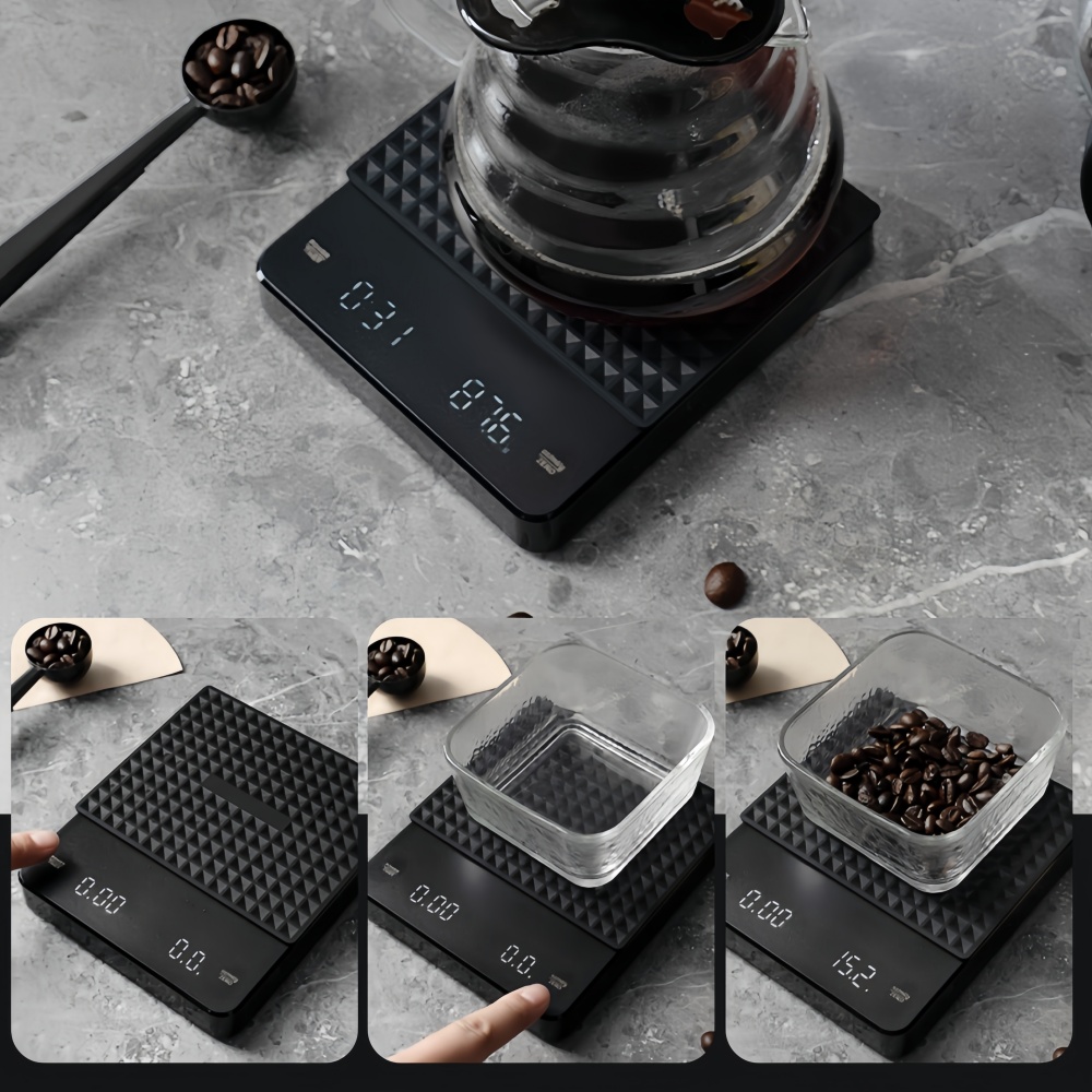Professional Highprecision Electronic Coffee Scale LED Display USB Timing Waterproof Pad Coffee Acc 3