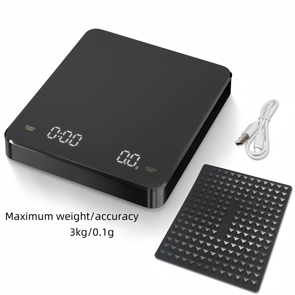 Professional Highprecision Electronic Coffee Scale LED Display USB Timing Waterproof Pad Coffee Acc 6