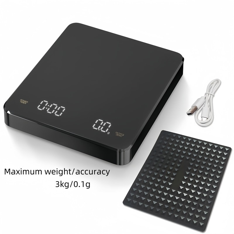 Professional Highprecision Electronic Coffee Scale LED Display USB Timing Waterproof Pad Coffee Acc 6