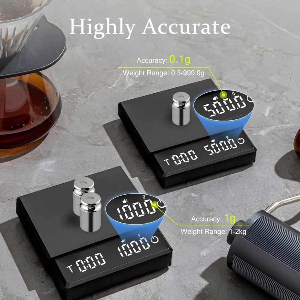 Professional Kitchen Coffee Tools Mini Electronic Coffee Scale Smart Precision USB Silicone Pad High Quality