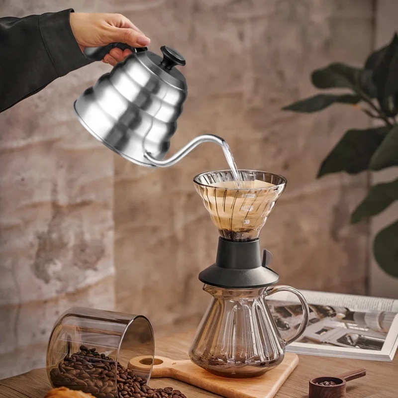 Professional Stainless Steel Pour Over Coffee Pot With Swan Neck Thermometer High Capacity Can Be H 2