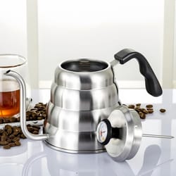 professional stainless steel pour over coffee pot with swan neck thermometer high capacity can be heated