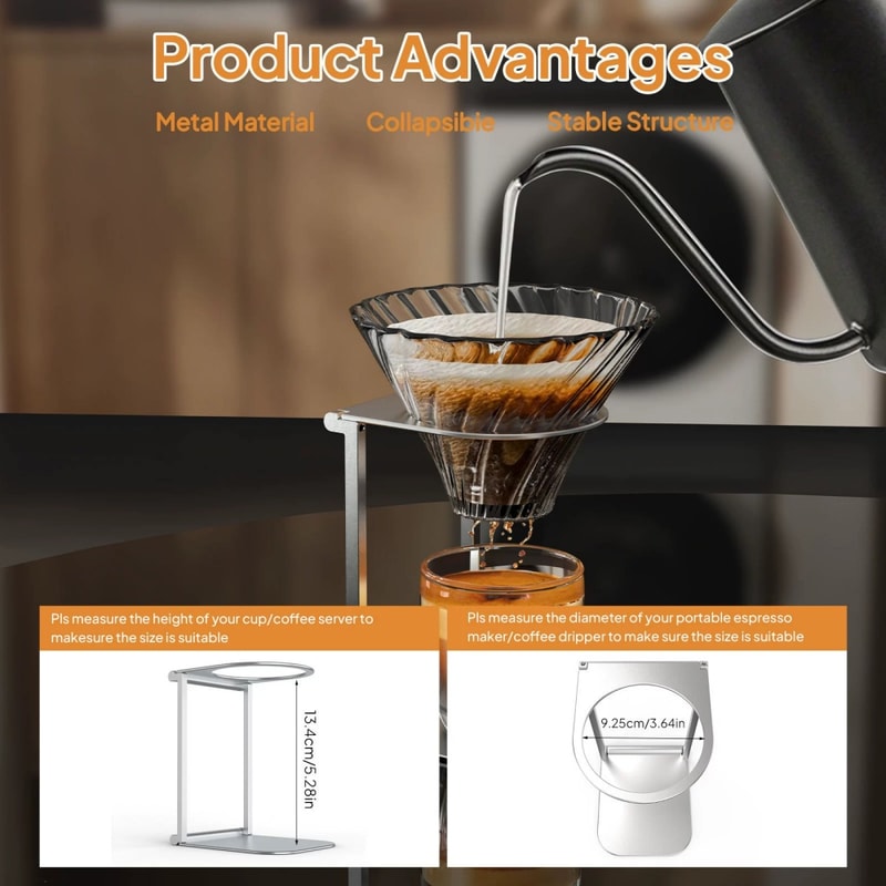 Foldable Coffee Stand, Lightweight Drip Filter Coffee Stand, Aluminum Alloy Coffee Machine Stand for Outdoor Use