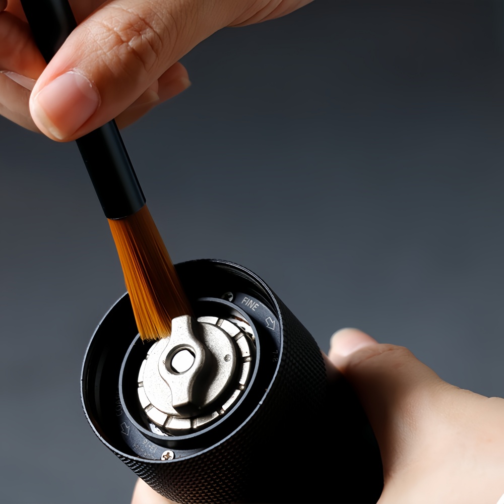 Soft Bristle Double-head Coffee Grinder Cleaning Brush Aluminum Tube Tool for Coffee Machine Powder Cleaning Kitchen
