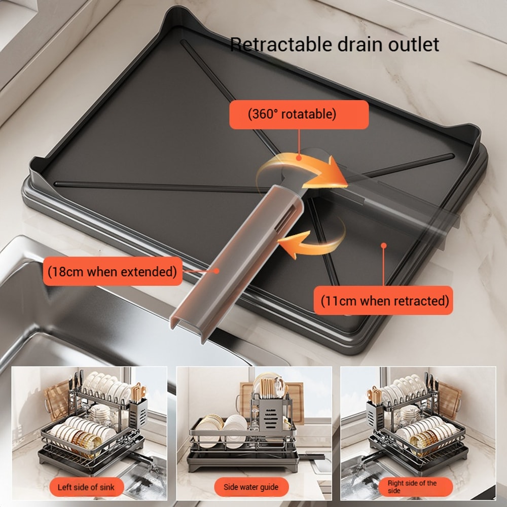 Adjustable Stainless Steel Dish Drying Rack With Drainboard Over Sink Plate Drainer Storage Organiz 4