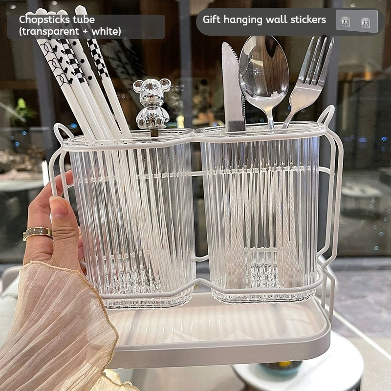 Light Luxury Wall Mounted Kitchen Cutlery Organizer Stainless Steel Utensil Drying Rack Chopstick S 6
